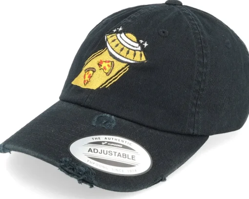 Dad Cap-Abducted Pizza Black Destroyed Dad Cap -