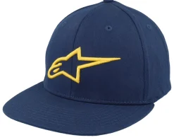 Motor-Alpinestars Ageless Flat Hat Navy/Gold Fitted -