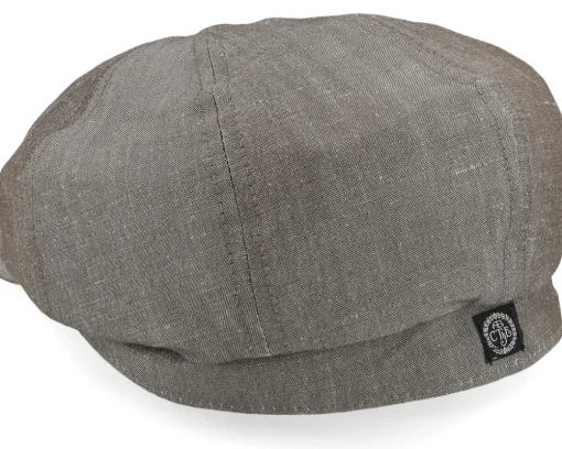 Clearance CTH Ericson Alan Linen Chambray Flat Cap - Brown