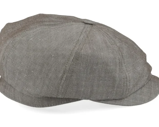 Clearance CTH Ericson Alan Linen Chambray Flat Cap - Brown