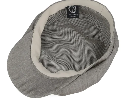 Clearance CTH Ericson Alan Linen Chambray Flat Cap - Brown