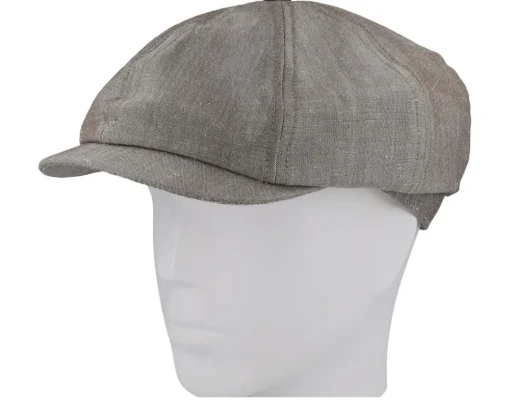 Clearance CTH Ericson Alan Linen Chambray Flat Cap - Brown
