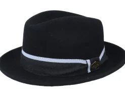 Fedora-MJM Hats Alberto 100 % Wool Black Fedora -