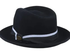 Fedora-MJM Hats Alberto 100 % Wool Black Fedora -