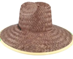 Hot Brixton Alpha Square Sun Hat Dark Earth Straw Hat - Brown