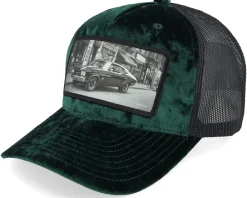 Trucker | Velvet Caps-Calza Pennello American Muscle Classic Car Velvet /Black A-Frame Trucker - Green