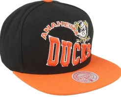 Snapback-Mitchell & Ness Anaheim Ducks Crooked Path Black/Orange Snapback -