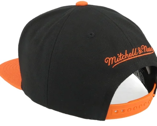 Snapback-Mitchell & Ness Anaheim Ducks Crooked Path Black/Orange Snapback -
