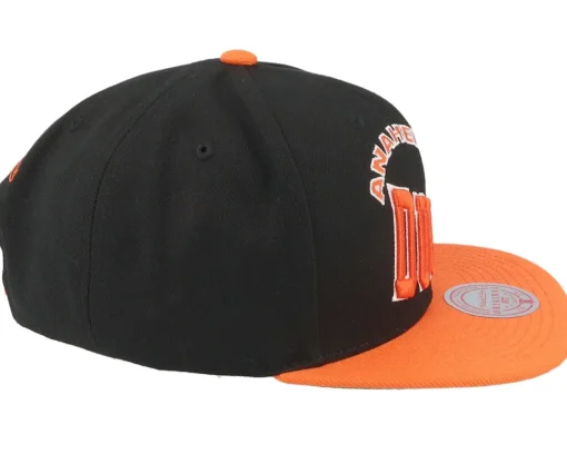 Snapback-Mitchell & Ness Anaheim Ducks Crooked Path Black/Orange Snapback -