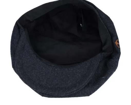 Flat Caps-Jack Anchor Anchor Patch Charcoal Wool Bakerboy Flat Cap -