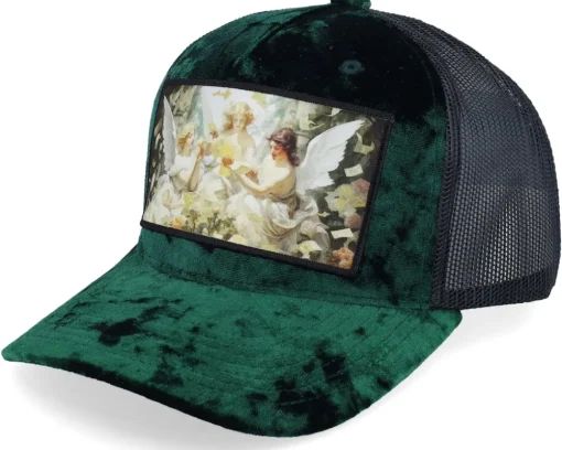 Velvet Caps-Calza Pennello Angels & Money Velvet Peach/Ivory A-frame Trucker - Pink