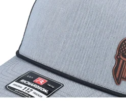 Trucker-Army Head Army Skull Usa Brown Patch Heather /Black Rope A-Frame Trucker - Grey