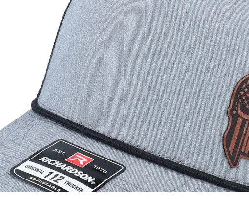 Trucker-Army Head Army Skull Usa Brown Patch Heather /Black Rope A-Frame Trucker - Grey