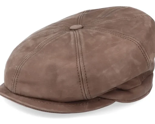 Flat Caps-MJM Hats Artist Blue Line Nappa Wax Dk. Brown Flat Cap -