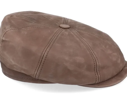 Flat Caps-MJM Hats Artist Blue Line Nappa Wax Dk. Brown Flat Cap -
