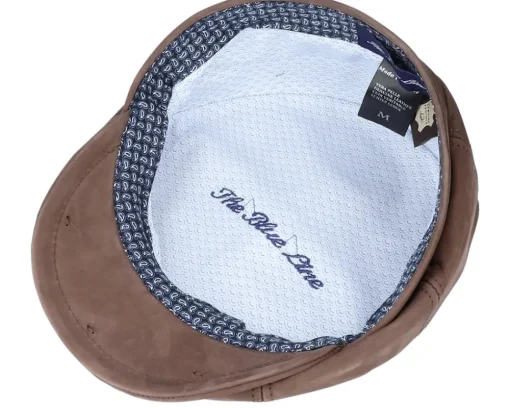 Flat Caps-MJM Hats Artist Blue Line Nappa Wax Dk. Brown Flat Cap -