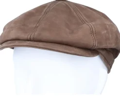 Flat Caps-MJM Hats Artist Blue Line Nappa Wax Dk. Brown Flat Cap -