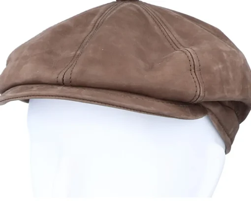 Flat Caps-MJM Hats Artist Blue Line Nappa Wax Dk. Brown Flat Cap -