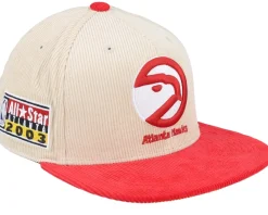 Online Mitchell & Ness Atlanta Hawks Team Cord Off White/Red Fitted - Beige