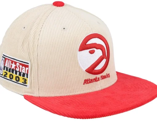 Online Mitchell & Ness Atlanta Hawks Team Cord Off White/Red Fitted - Beige
