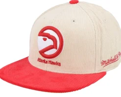 Online Mitchell & Ness Atlanta Hawks Team Cord Off White/Red Fitted - Beige