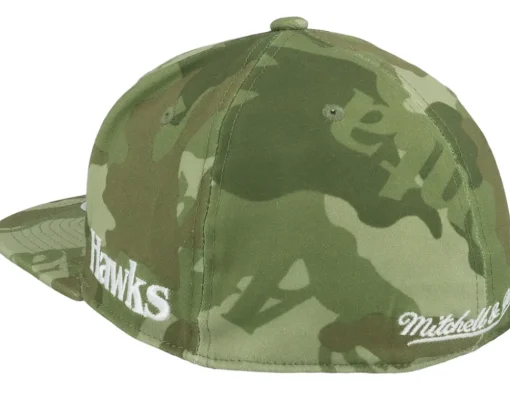 Fitted-Mitchell & Ness Atlanta Hawks Tonal Green Camo Stretch Fitted -