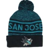 Pom Beanies-Fanatics Authentic Pro Rink /Teal Pom - Black