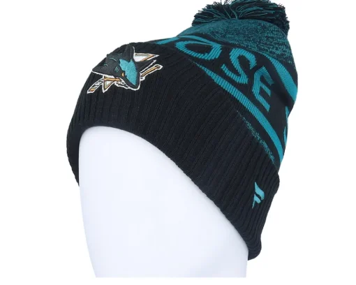 Pom Beanies-Fanatics Authentic Pro Rink /Teal Pom - Black