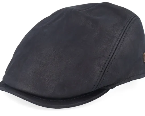 Hot MJM Hats Bang Leather Black Flat Cap -