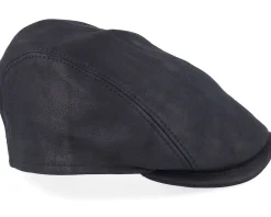 Hot MJM Hats Bang Leather Black Flat Cap -
