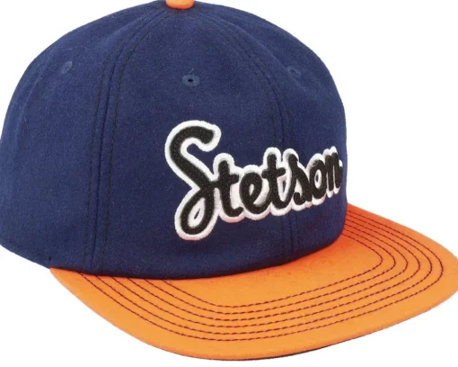 Snapback-Stetson Baseball Cap Retro Script 29 Navy/Orange Strapback - Blue