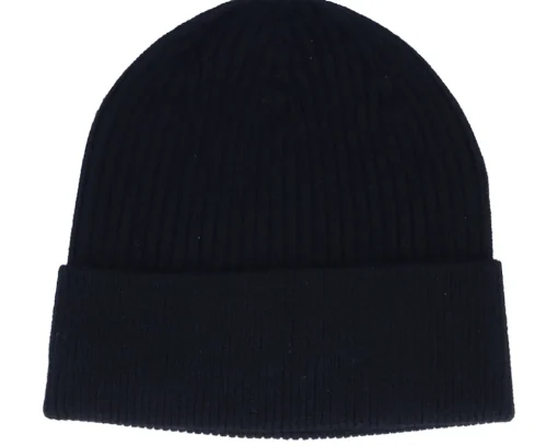 Cuff Beanies-Djinns Basic Beanie Merino Fine Rib Black Cuff -