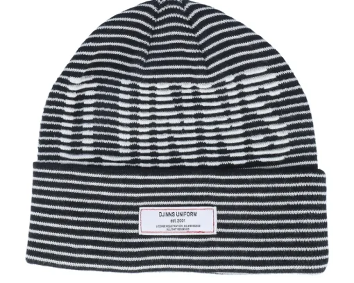 Cuff Beanies-Djinns Basic Beanie Stripeshadow Black/White Cuff -