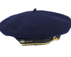 Fashion MJM Hats Basque Wool Navy Beret -