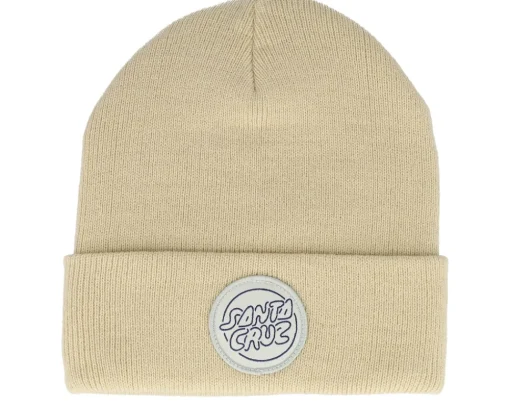 Hot Santa Cruz Beanie Contour Bubble Dot Calico Cuff - Beige
