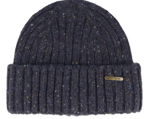 Cuff Beanies-Stetson Beanie Donegal Wool Navy Cuff -