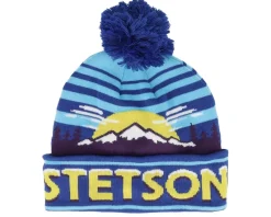 Pom Beanies-Stetson Beanie Freestyle Blue Shades Pom -