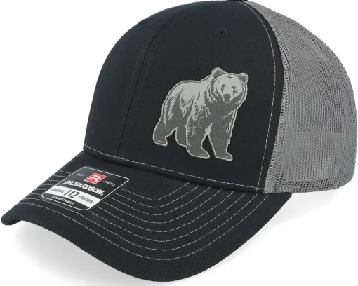 Trucker-Wild Spirit Bear Engraved 112 Split Black/Charcoal Trucker -