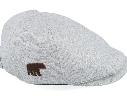 Fashion Wild Spirit Bear Patch Light Grey Ivy Flat Cap -