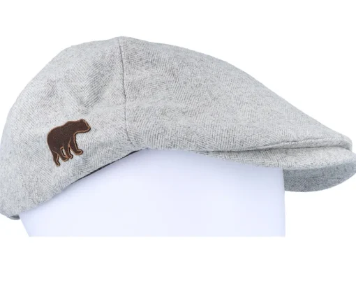Fashion Wild Spirit Bear Patch Light Grey Ivy Flat Cap -