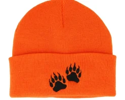 Outdoor | Cuff Beanies-Hunter Bear Prints Orange Fold Beanie -
