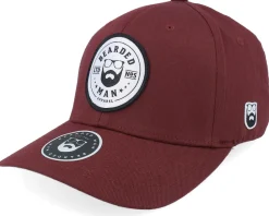 New Bearded Man Beard Logo R Wooly Combed Maroon Flexfit - Red