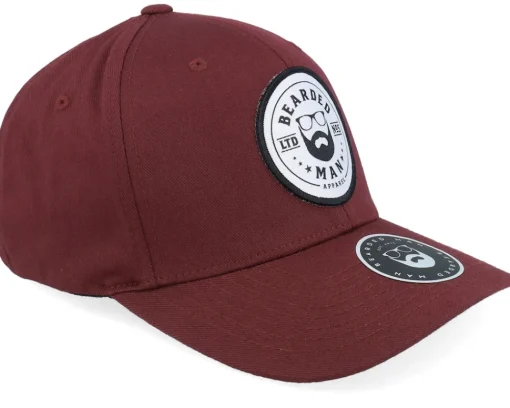 New Bearded Man Beard Logo R Wooly Combed Maroon Flexfit - Red