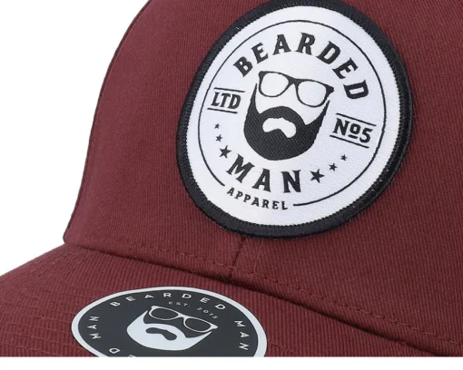 New Bearded Man Beard Logo R Wooly Combed Maroon Flexfit - Red
