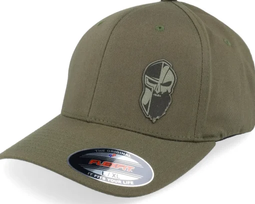 Online Army Head Bearded Army Skull Wooly Combed Olive Flexfit -