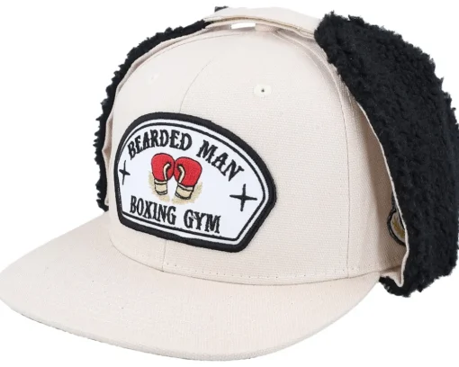 Earflap-Bearded Man Bearded Boxing Gym Canvas Beige/Black Earflap -