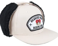 Earflap-Bearded Man Bearded Boxing Gym Canvas Beige/Black Earflap -