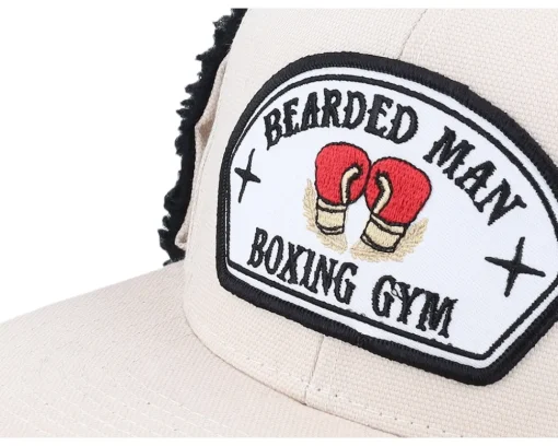 Earflap-Bearded Man Bearded Boxing Gym Canvas Beige/Black Earflap -