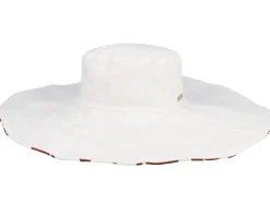 Sun Hat-Seeberger Big Floppy With Flower Print White-Fire Sun Hat -