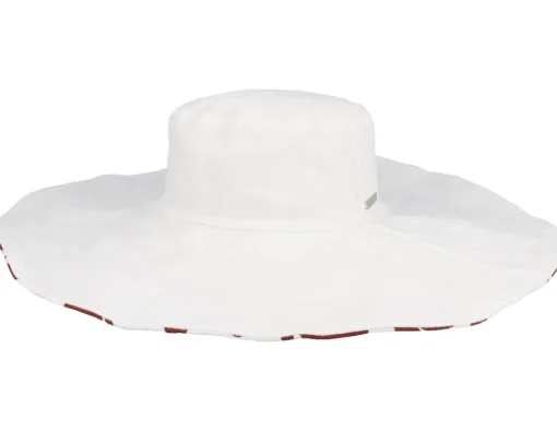 Sun Hat-Seeberger Big Floppy With Flower Print White-Fire Sun Hat -